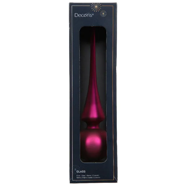 Weihnachtsbaumspitze Festive Pink matt Ø 6 cm 26 cm hoch - Glas