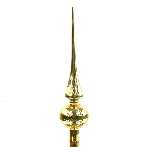Weihnachtsbaumspitze Goldfarben glänzend Ø 6 cm 26 cm hoch - Glas