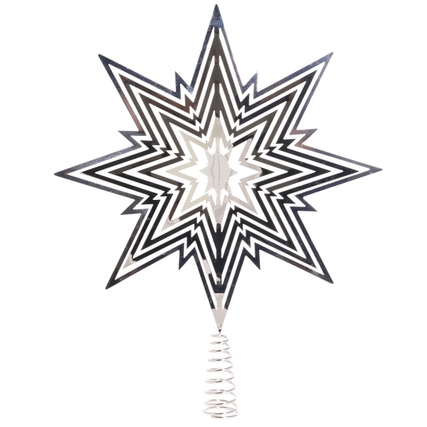 Weihnachtsbaumspitze Sternsilhouetten Silberfarben 33 cm - Metall