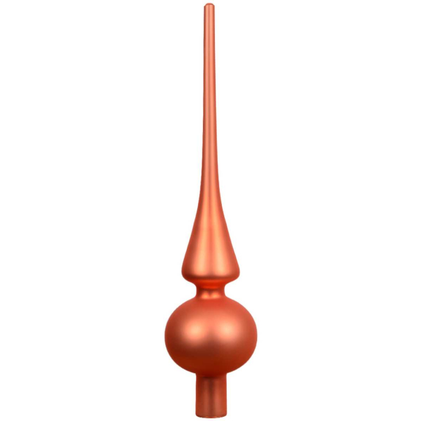 Weihnachtsbaumspitze Warmorange matt Ø 6 cm 26 cm hoch - Glas