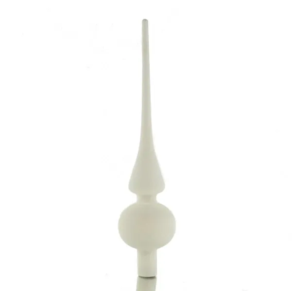Weihnachtsbaumspitze Wollweiß matt Ø 6 cm 26 cm hoch - Glas