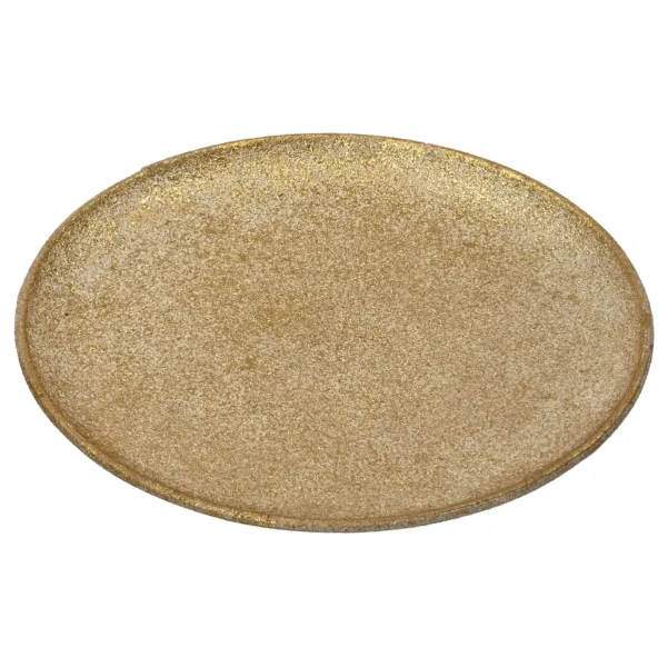Weihnachtsdeko Dekoteller goldfarben antik Ø 28,5 cm - Eisen