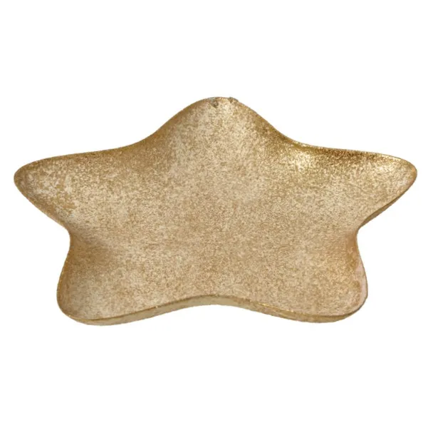 Weihnachtsdeko Dekoteller Stern goldfarben antik klein - Eisen