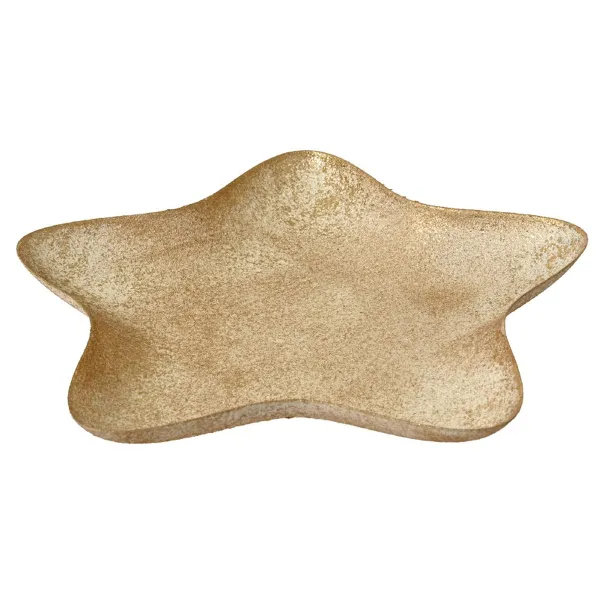 Weihnachtsdeko Dekoteller Stern goldfarben antik mittel - Eisen