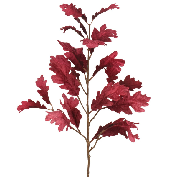 Weihnachtsdeko Eichenzweig fuchsia - Polyester/Samt