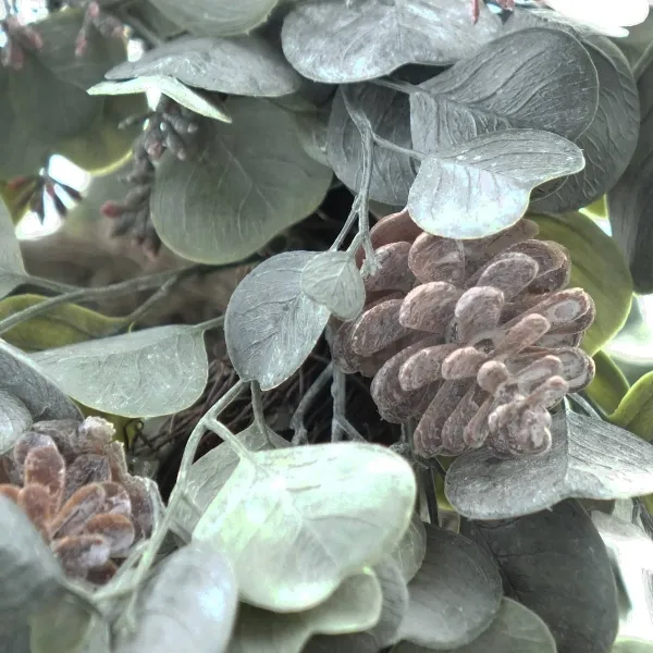 Weihnachtsdeko Eukalyptus Mischkranz Grau & Grün Ø 35 cm - Kunstblumen