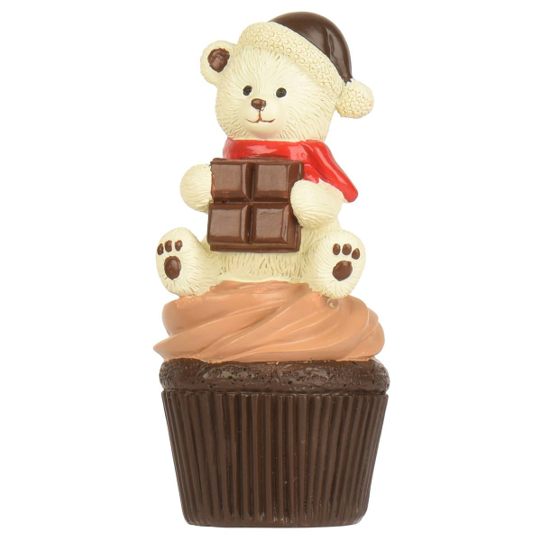Weihnachtsdeko Figur Teddy-Muffin weiß - Polyresin