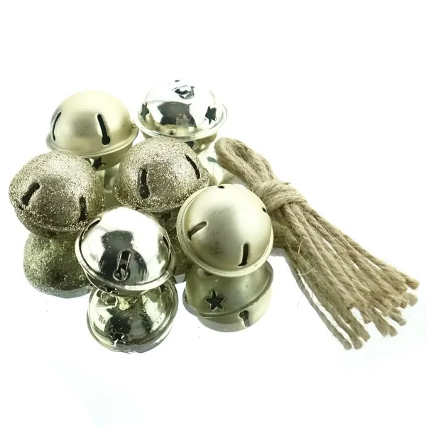 Weihnachtsdeko Glocken Goldfarben in drei Oberflächen aus Metall Ø 3 cm - 6er Set Weihnachtsdeko Glocken Goldfarben in drei Oberflächen aus Metall Ø 3 cm - 6er Set
