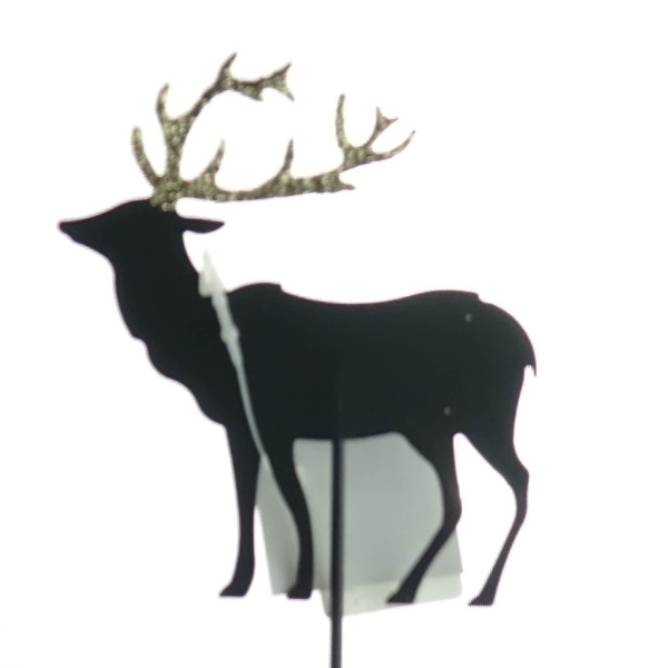 Weihnachtsdeko Hirsch-Stecker Schwarz mit goldfarbenem Geweih 8 cm - Metall