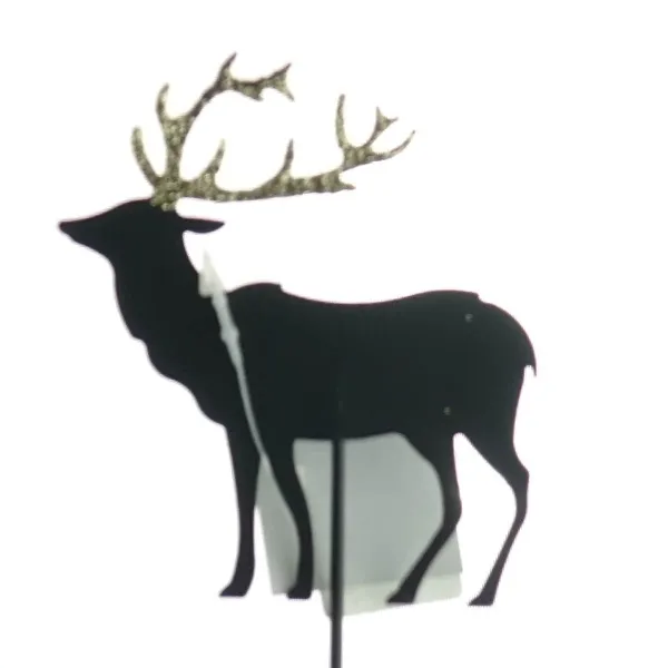 Weihnachtsdeko Hirsch-Stecker Schwarz mit goldfarbenem Geweih 8 cm - Metall