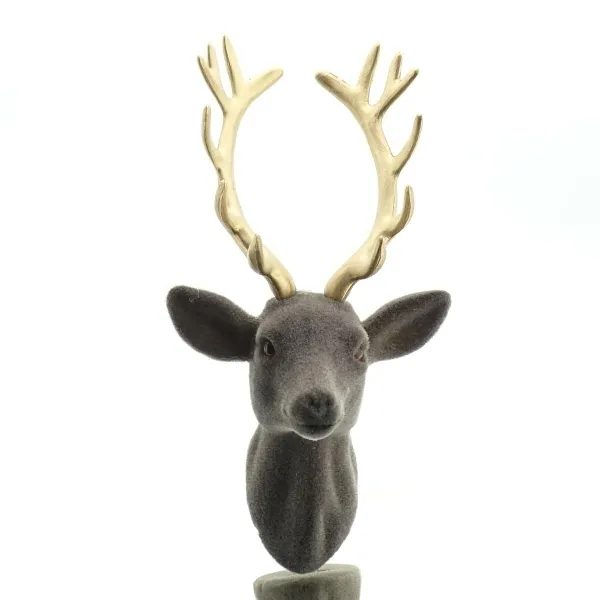 Weihnachtsdeko Hirschkopf Etienne Taupe mit goldfarbenem Geweih 19 cm - Kunststoff Weihnachtsdeko Hirschkopf Etienne Taupe mit goldfarbenem Geweih 19 cm - Kunststoff