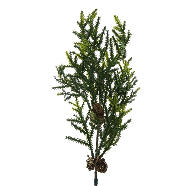 Weihnachtsdeko Koniferenzweig Grün mit kleinen Zapfen 44 cm - Kunstblumen