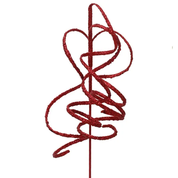 Weihnachtsdeko Luftschlangen am Stab Weihnachtsrot beglittert - Kunststoff Weihnachtsdeko Luftschlangen am Stab Weihnachtsrot beglittert - Kunststoff