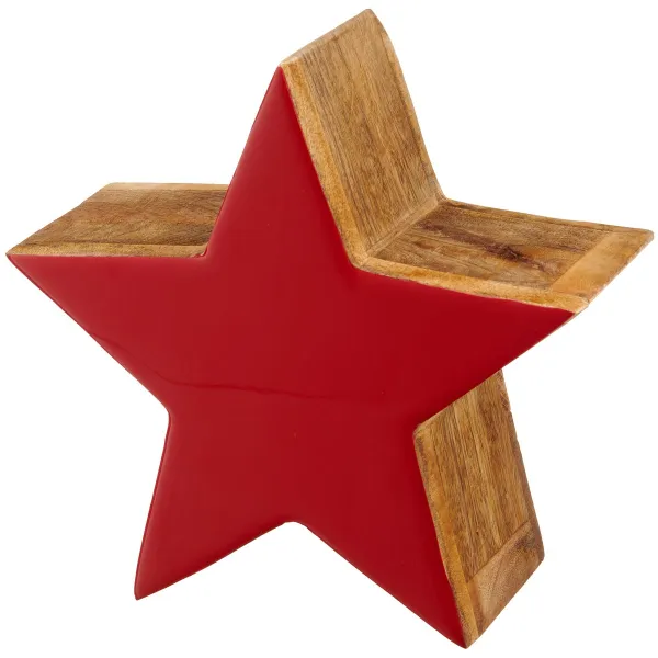 Weihnachtsdeko Massivo Stern Rot & Natur Ø 19 cm - Mangoholz Weihnachtsdeko Massivo Stern Rot & Natur Ø 19 cm - Mangoholz