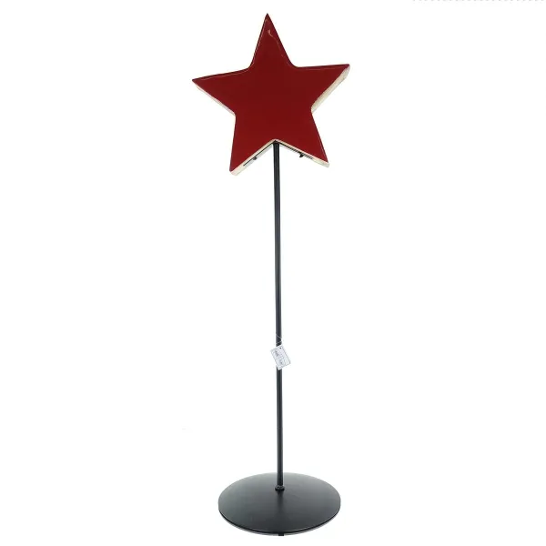 Weihnachtsdeko Massivo Stern Rot & Natur Ø 24 cm auf schwarzem Stab 80 cm - Mangoholz Weihnachtsdeko Massivo Stern Rot & Natur Ø 24 cm auf schwarzem Stab 80 cm - Mangoholz