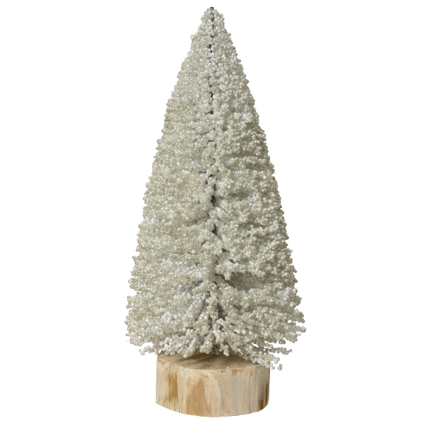 Weihnachtsdeko Mini-Baum Ø 12 cm Höhe 32 cm 100% FSC  indoor - weiß/perlmutt