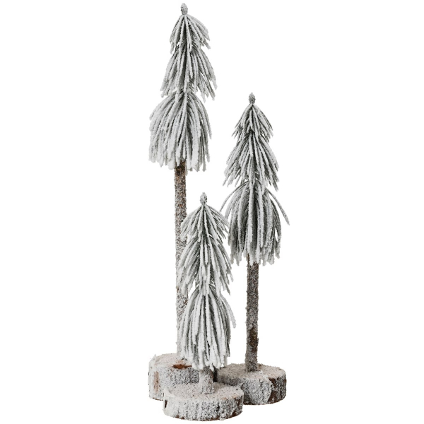Weihnachtsdeko Mini-Wald 3 beschneite Tannen Ø 16 cm Höhe 45 cm - FSC Mix 100%