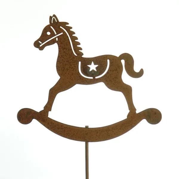 Weihnachtsdeko Rostiger Schaukelpferd-Stecker 6,5 cm - Metall