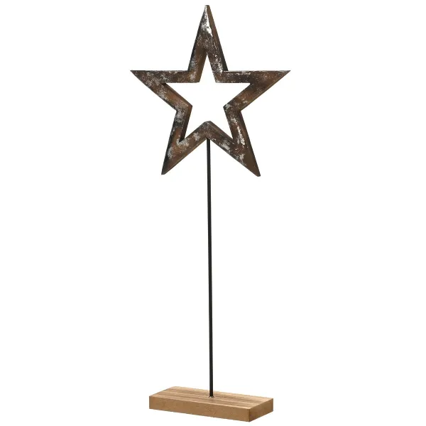 Weihnachtsdeko Stern auf Holzfuß braun/antik - MDF Mix Weihnachtsdeko Stern auf Holzfuß braun/antik - MDF Mix