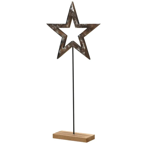 Weihnachtsdeko Stern auf Holzfuß braun/antik - MDF Mix Weihnachtsdeko Stern auf Holzfuß braun/antik - MDF Mix