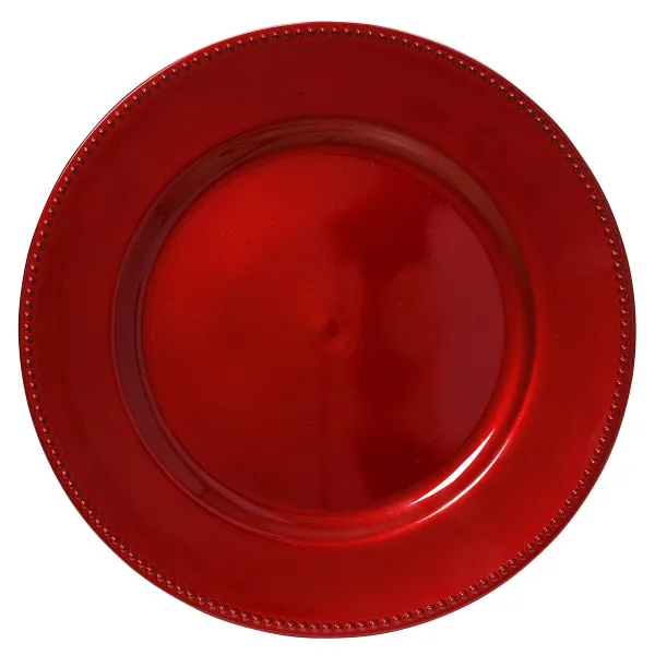 Weihnachtsdeko Teller mit Zierrand weihnachtsrot rund Ø 33 cm - Kunststoff