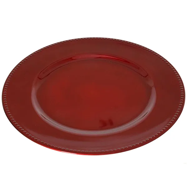 Weihnachtsdeko Teller mit Zierrand weihnachtsrot rund Ø 33 cm - Kunststoff
