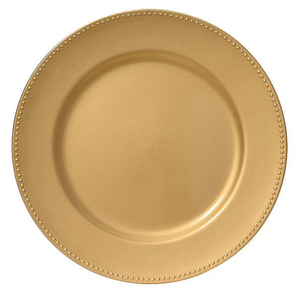 Weihnachtsdeko Teller mit Zierrand goldfarben rund Ø 33 cm - Kunststoff