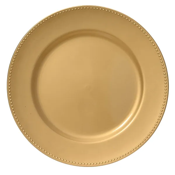 Weihnachtsdeko Teller mit Zierrand goldfarben rund Ø 33 cm - Kunststoff