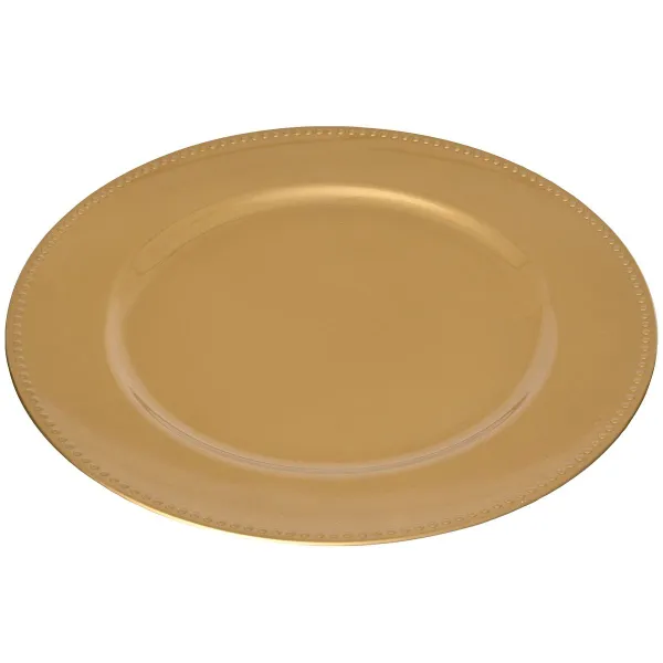Weihnachtsdeko Teller mit Zierrand goldfarben rund Ø 33 cm - Kunststoff