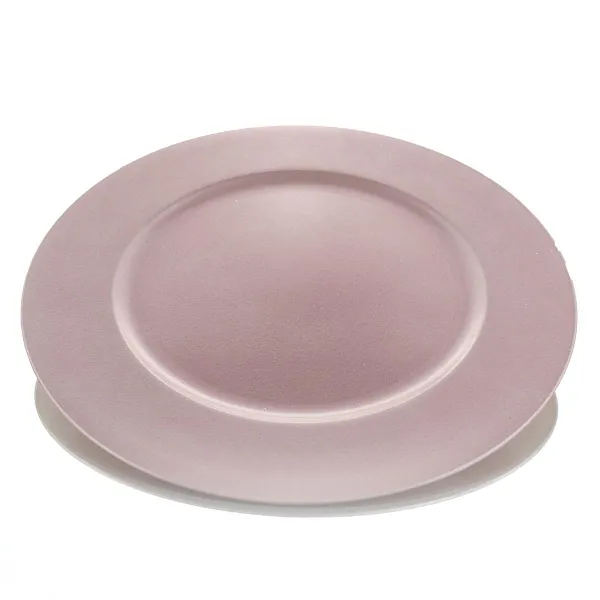 Weihnachtsdeko Teller Rosa rund Ø 33 cm - Kunststoff