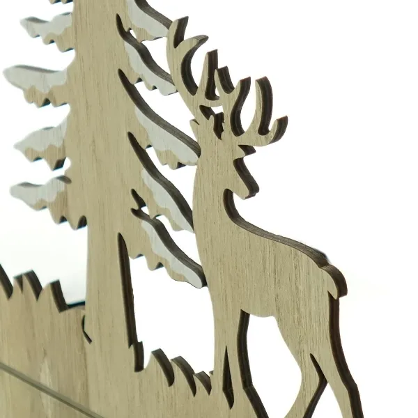 Weihnachtsdeko Waldpanorama Natur & Weiß zum Klappen 50 cm - Holz