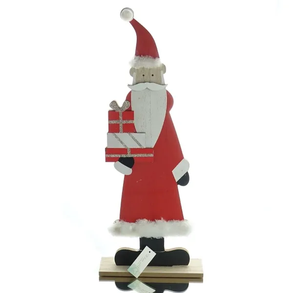 Weihnachtsdeko Weihnachtsmann Santa Rot - Weiß 50 cm - MDF