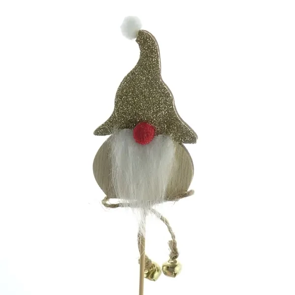 Weihnachtsdeko Wichtel Goldfarben mit Glöckchen & Glitterhut 8 cm - Holzstecker Weihnachtsdeko Wichtel Goldfarben mit Glöckchen & Glitterhut 8 cm - Holzstecker