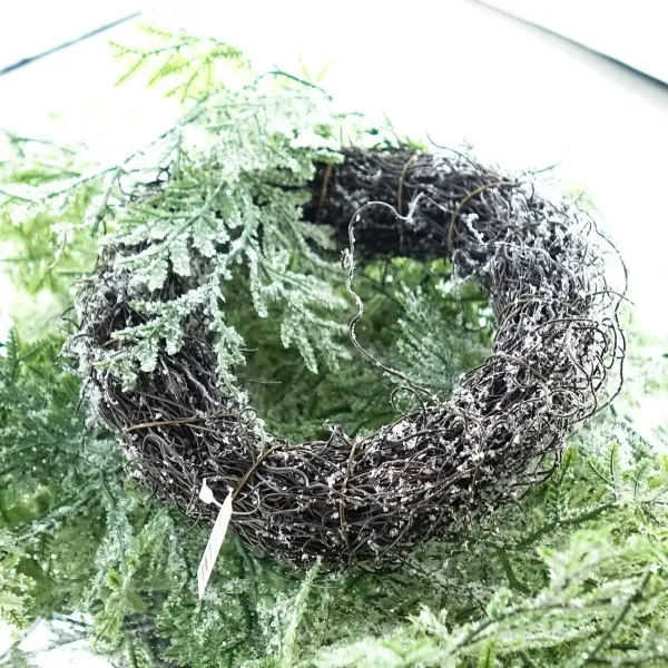 Weihnachtsdeko Zypressenkranz Grün weiß gefrostet Ø 50 cm - Kunststoff