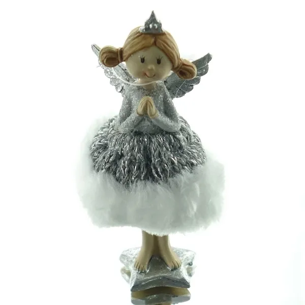 Weihnachtsengel Sofia betende Hände mit silberfarbenem Ballkleid 12 cm - Polyresin Weihnachtsengel Sofia betende Hände mit silberfarbenem Ballkleid 12 cm - Polyresin
