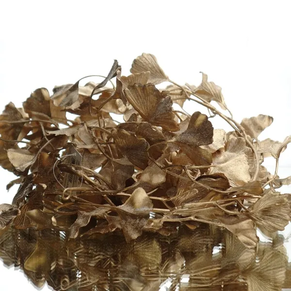Weihnachtsgirlande Gingko altgoldfarben - Kunststoff 180 cm