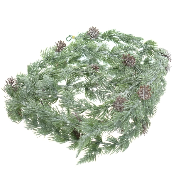 Weihnachtsgirlande Zeder gefrostet mit Zapfen 180 cm - Kunstpflanzen