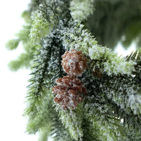 Weihnachtskranz Fichte mit Zapfen & Schnee 25 cm - Kunstblumen