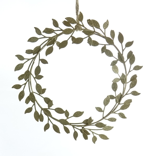 Weihnachtskranz mit Blättern Goldfarben Ø 19 cm aus Metall