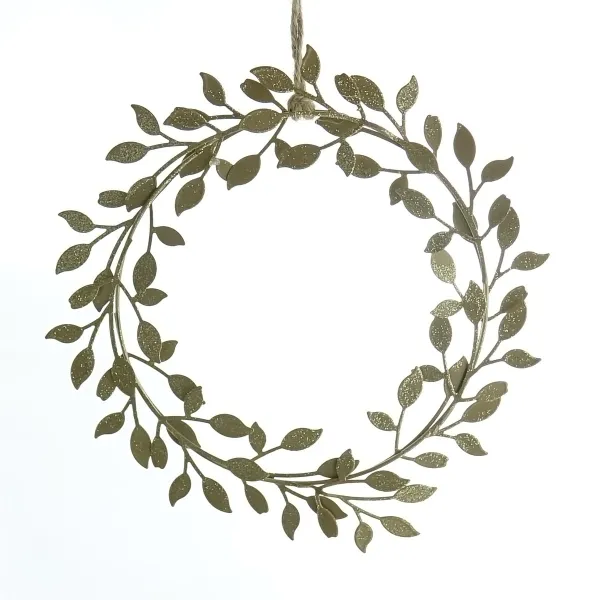 Weihnachtskranz mit Blättern Goldfarben Ø 19 cm aus Metall