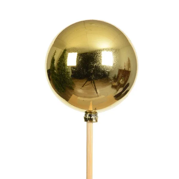 Weihnachtskugel Ø 6 cm auf 36 cm Stab Goldfarben glänzend - Polystyren Weihnachtskugel Ø 6 cm auf 36 cm Stab Goldfarben glänzend - Polystyren