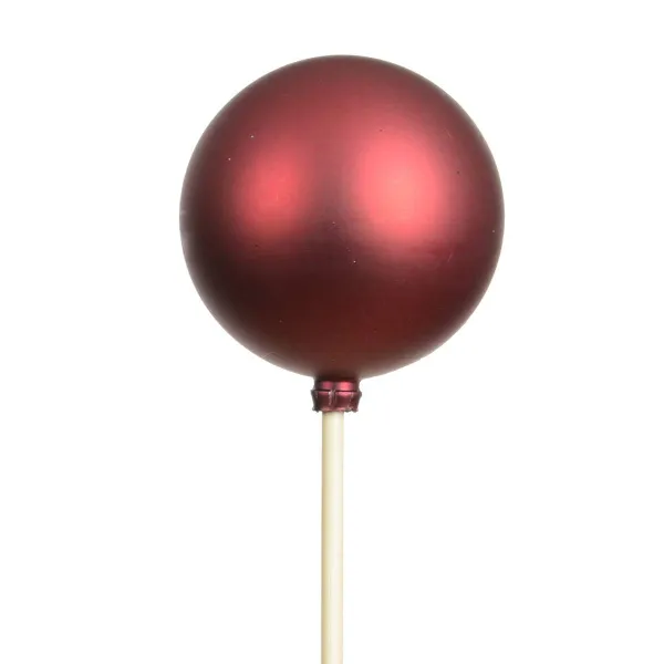 Weihnachtskugel Ø 6 cm auf 36 cm Stab Ochsenblutrot matt - Polystyren