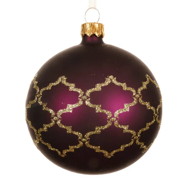 Weihnachtskugel Feige mit goldfarbenen Muster Ø 8 cm - Glas