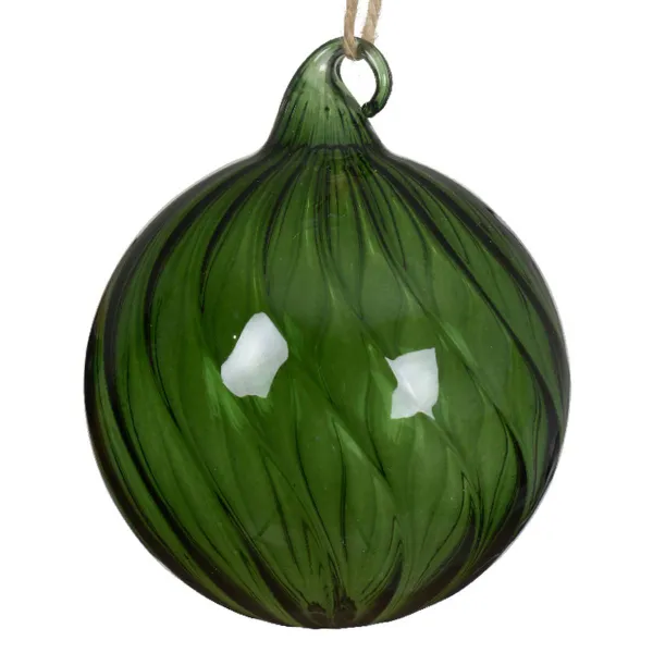 Weihnachtskugel Grün transparent geschwungene Linien Ø 8 cm - Glas