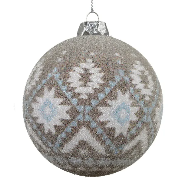 Weihnachtskugel Indigomuster Beige bruchfest Ø 8 cm - Kunststoff Weihnachtskugel Indigomuster Beige bruchfest Ø 8 cm - Kunststoff