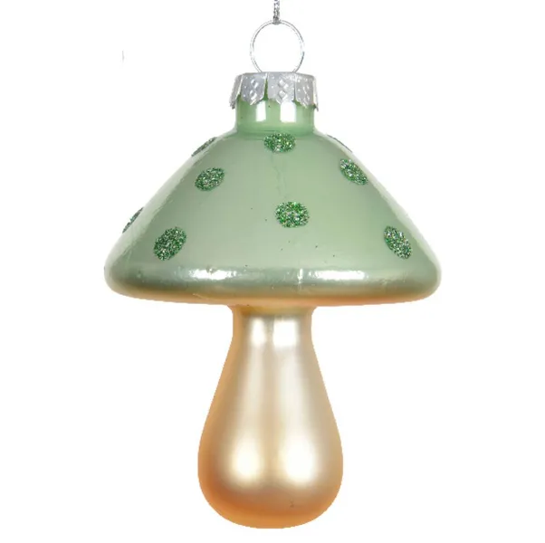 Nostalgie Weihnachtanhänger Pilz Hellgrün Ø 6,5 cm - Glas