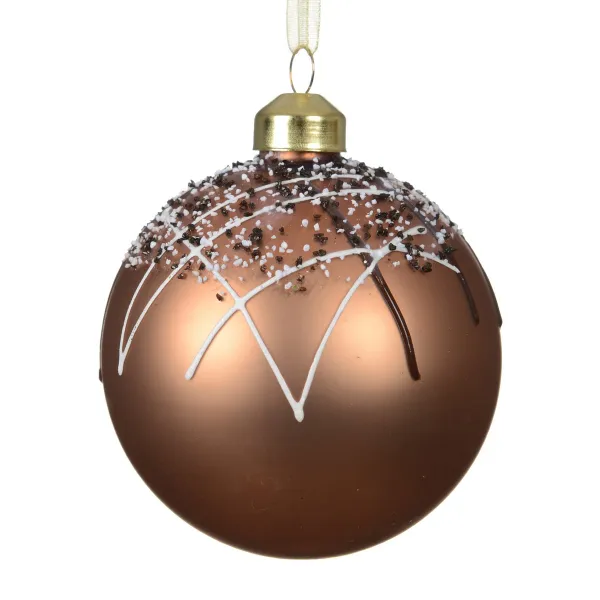 Weihnachtskugel Schokobraun mit Dekor Ø 8 cm - Glas Weihnachtskugel Schokobraun mit Dekor Ø 8 cm - Glas