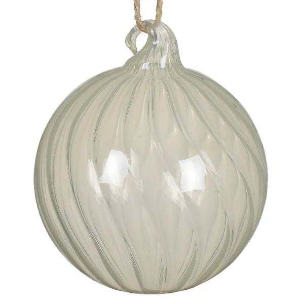 Weihnachtskugel Weiß transparent geschwungene Linien Ø 8 cm - Glas