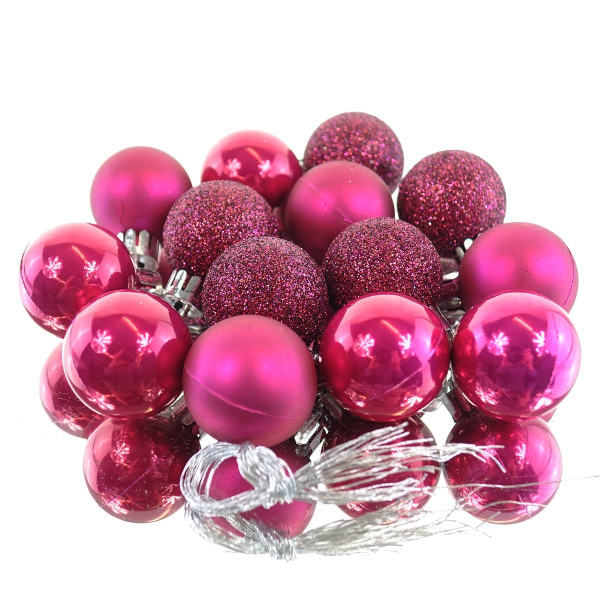 Weihnachtskugeln Festive Pink bruchfest Ø 3 cm aus Kunststoff - 14er Set