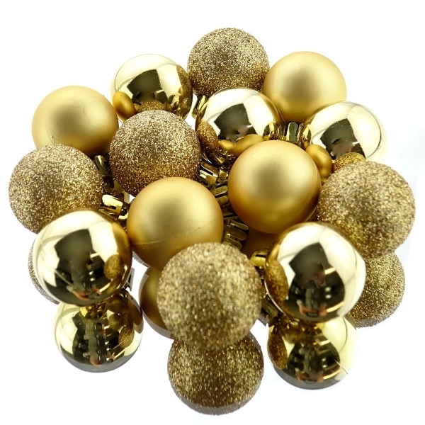 Weihnachtskugeln Goldfarben bruchfest  Ø 3 cm aus Kunststoff - 14er Set